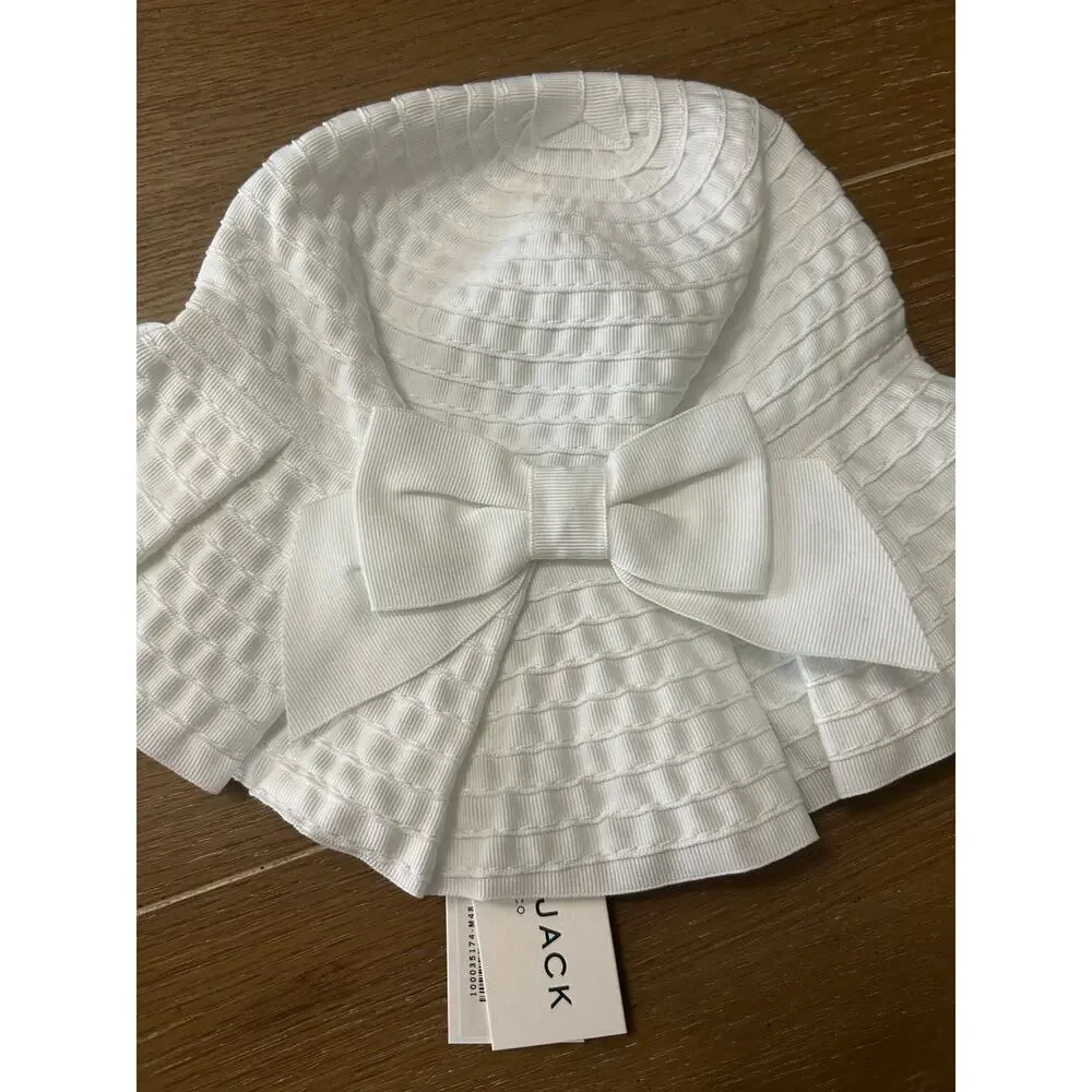 NWT Janie and Jack white girls sunhat with bow 3-6 Months